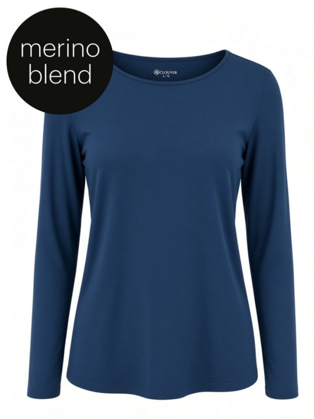 CLOUDVEIL Deep Blue Merino Wool Long Sleeve Base Layer Made Canada size L